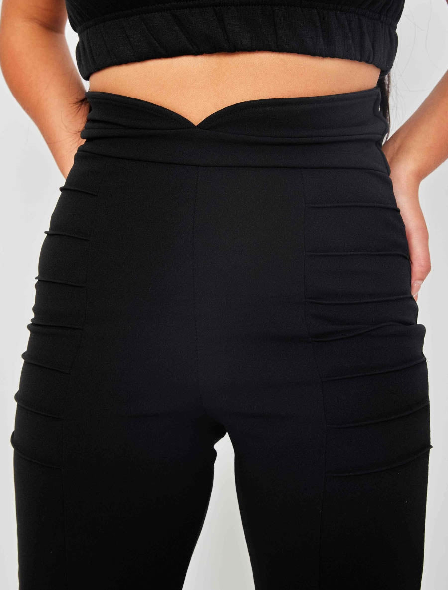 Pleated Panel High Waist Trouser