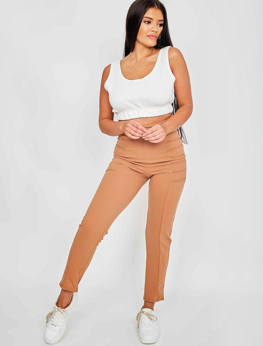 Pleated Panel High Waist Trouser