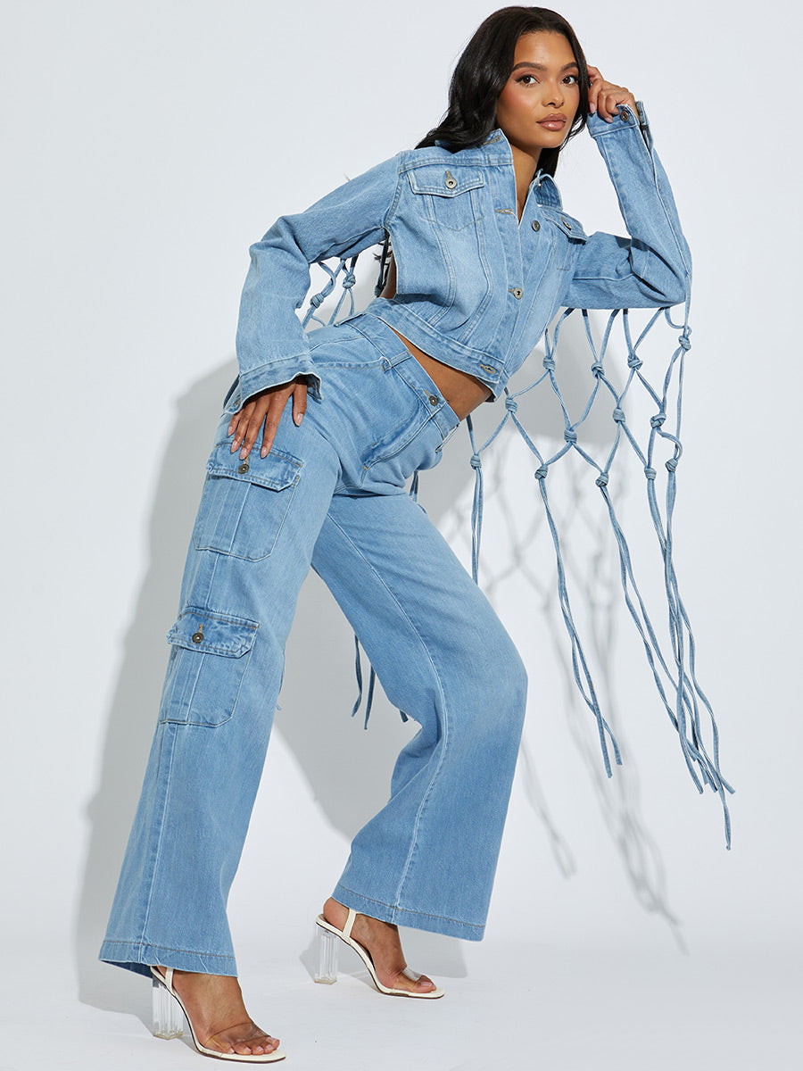 Tasselled Cropped Denim Jacket
