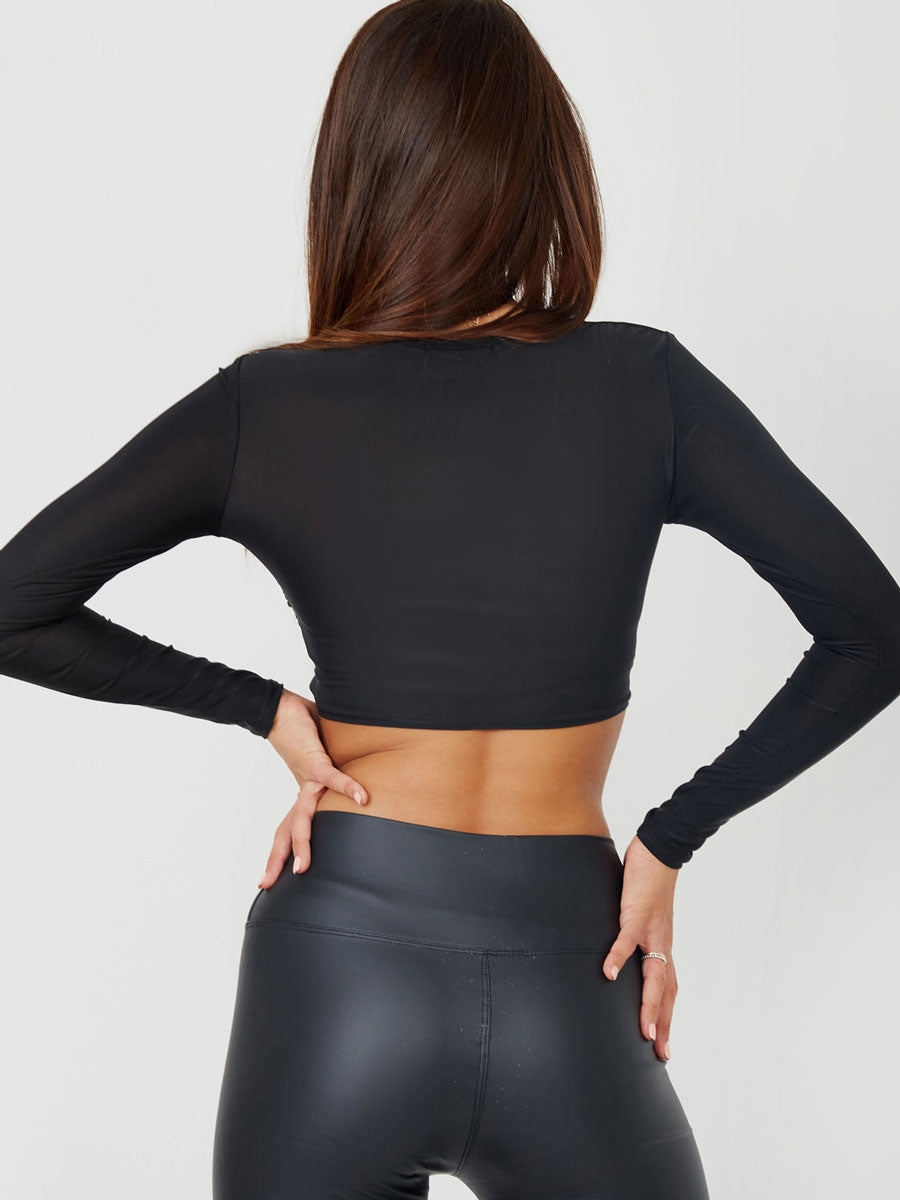 Square Neck Slinky Ruched Crop Top