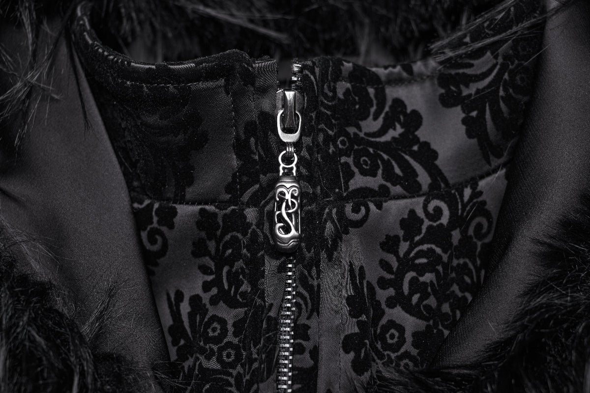 Punk Rave Morrigan Goth Gorgeous Jacquard Coat - Black