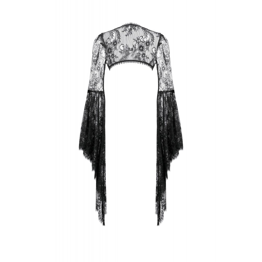 Dark in Love Gothic Deep-V Lace Bell Sleeve Cape