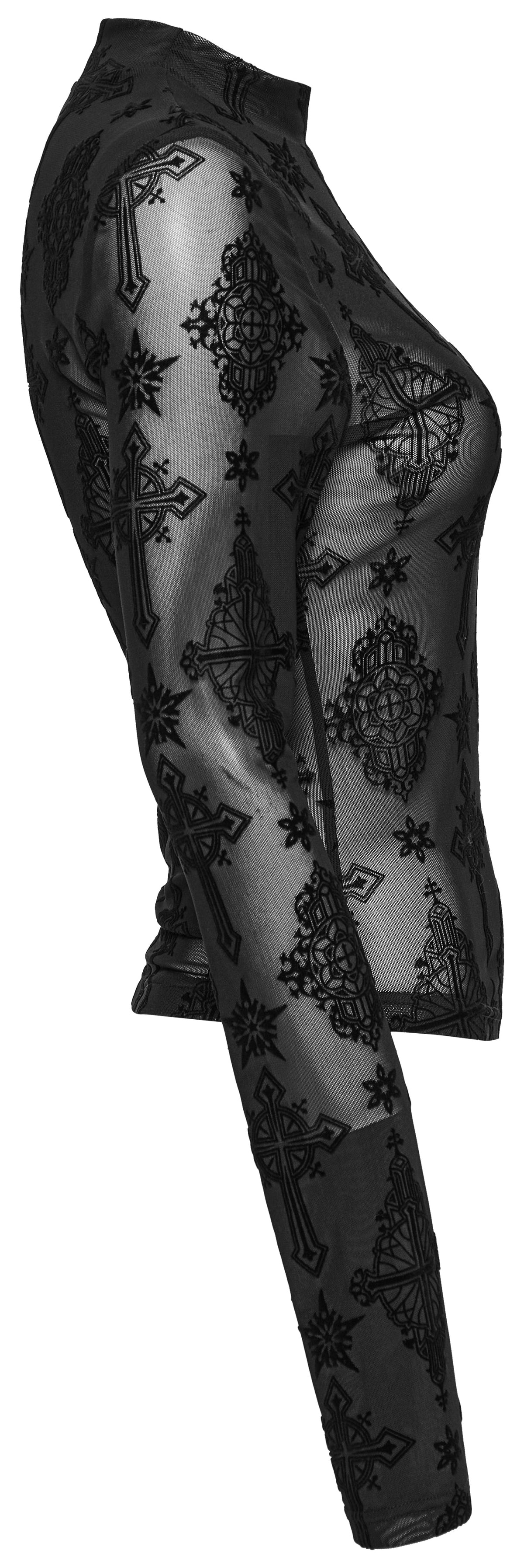 Punk Rave Ravena Cross Flocking Mesh Top