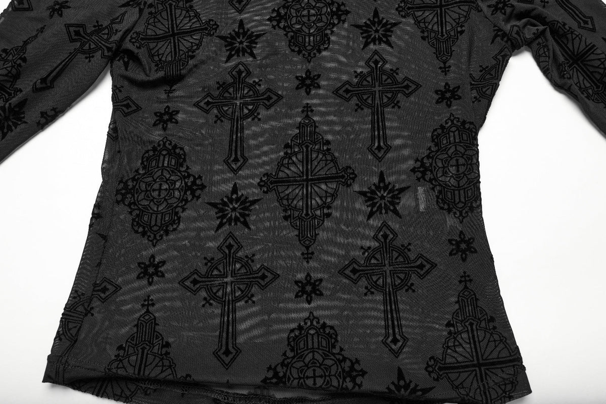 Punk Rave Ravena Cross Flocking Mesh Top