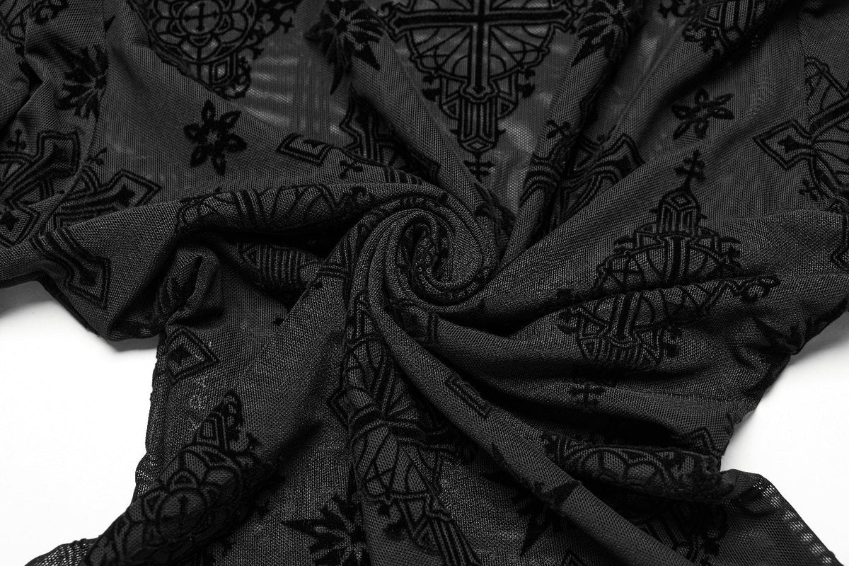 Punk Rave Ravena Cross Flocking Mesh Top