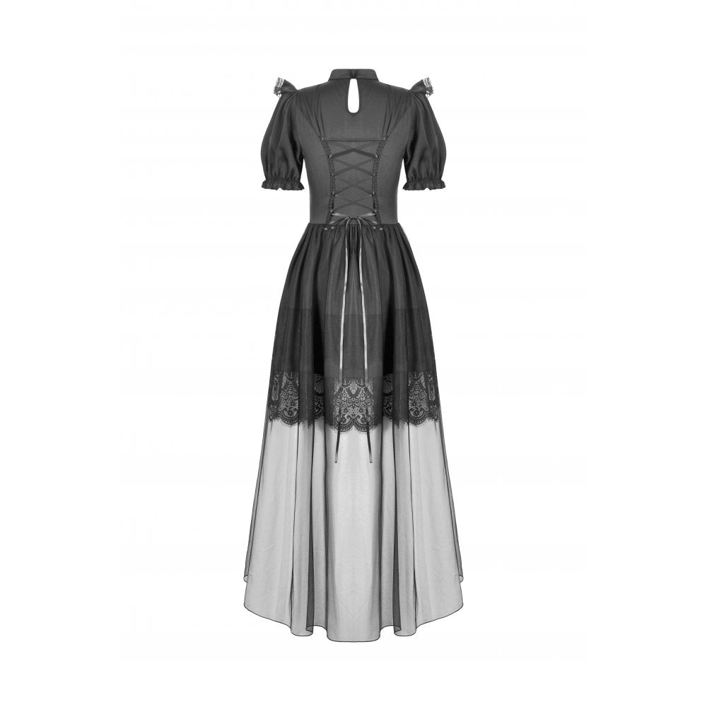 Dark in Love Ebon Rose High-Low Mesh & Lace Goth Dress