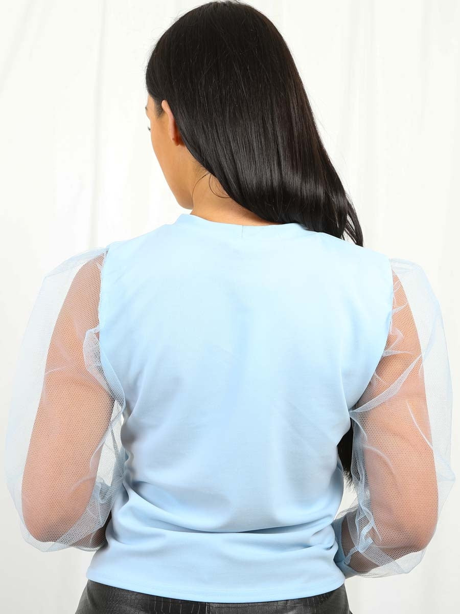 Fishnet Mesh Sleeve Top