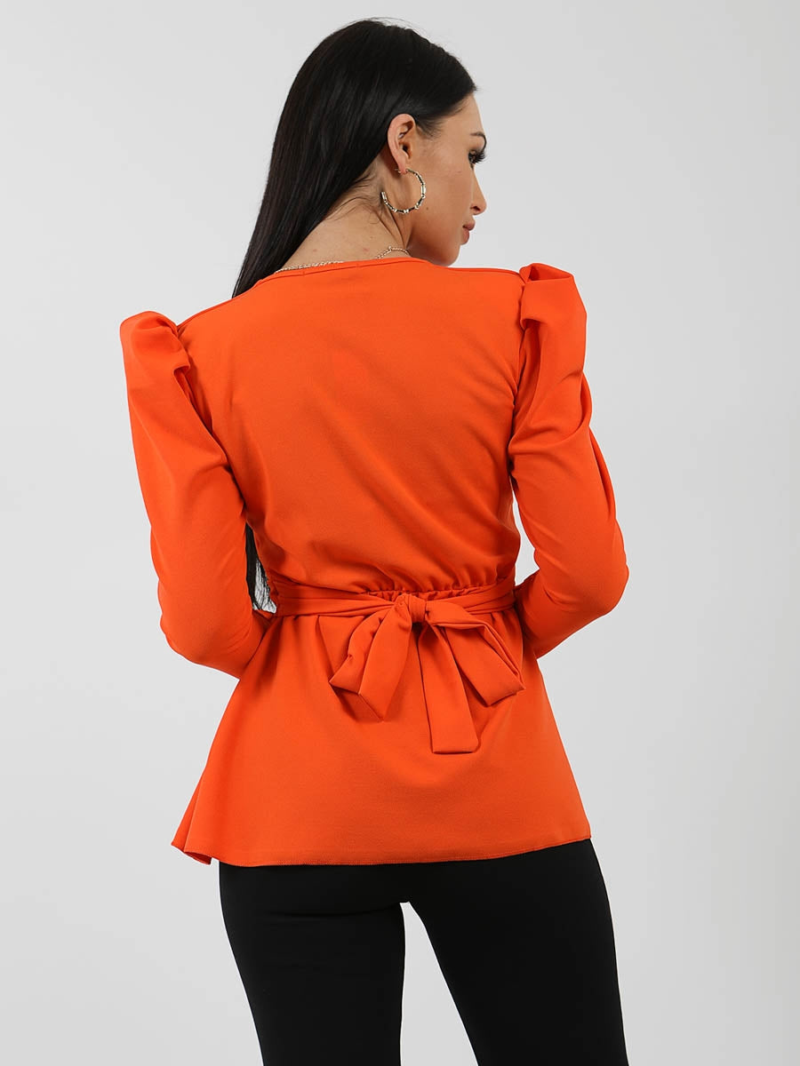Double Ring Wrap Front Belted Top