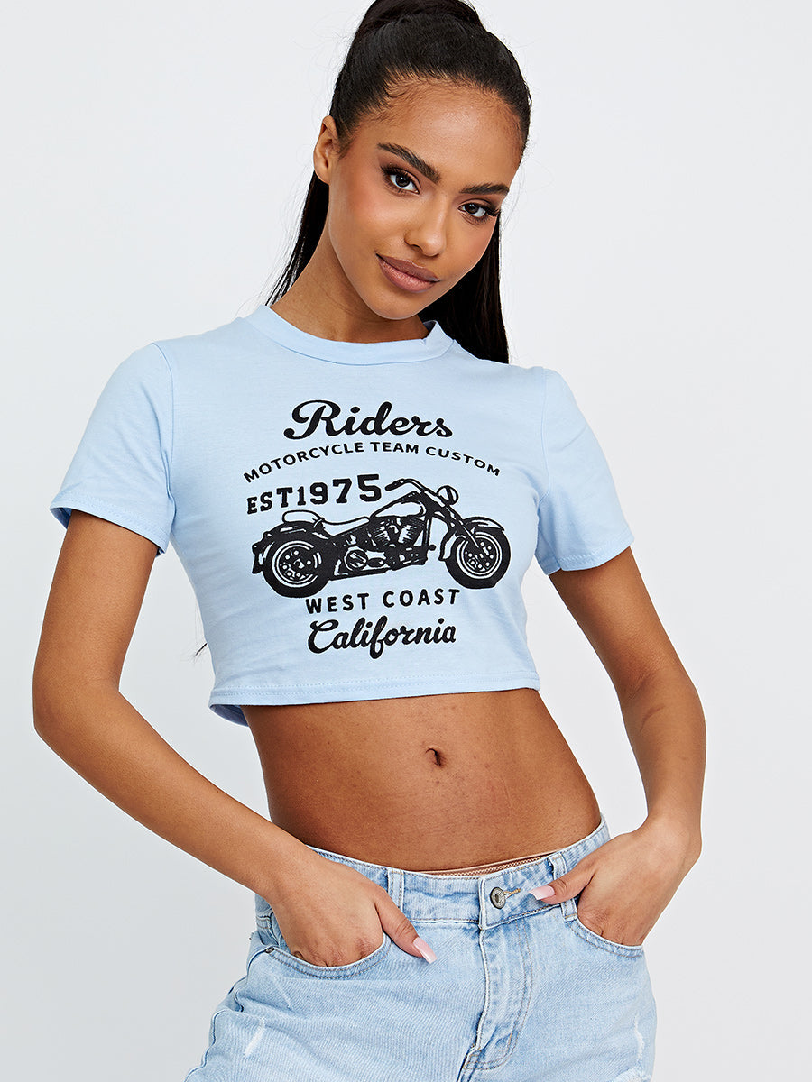 Riders Graphic Printed Crop Top