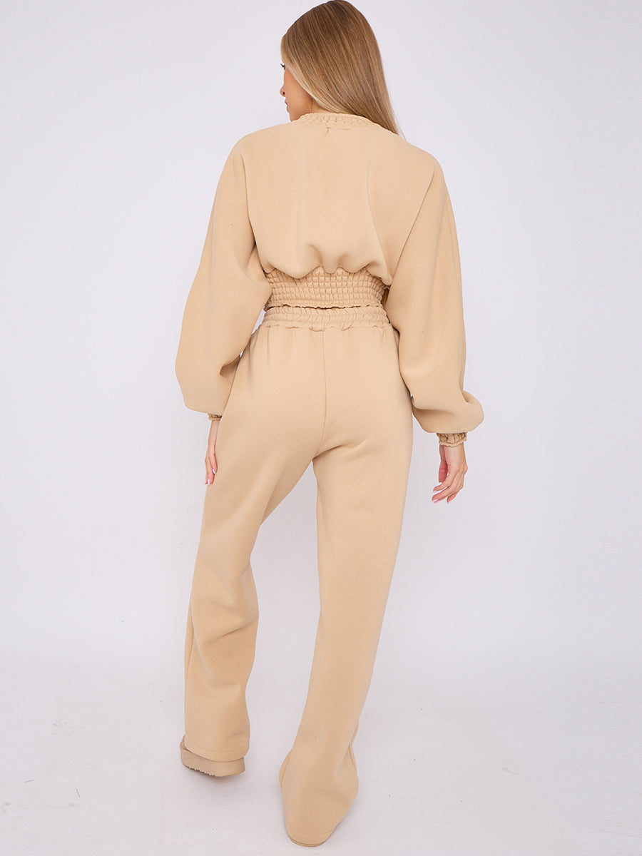 Long Sleeve Crop Top & Wide Leg Trouser Fleece Co-ord