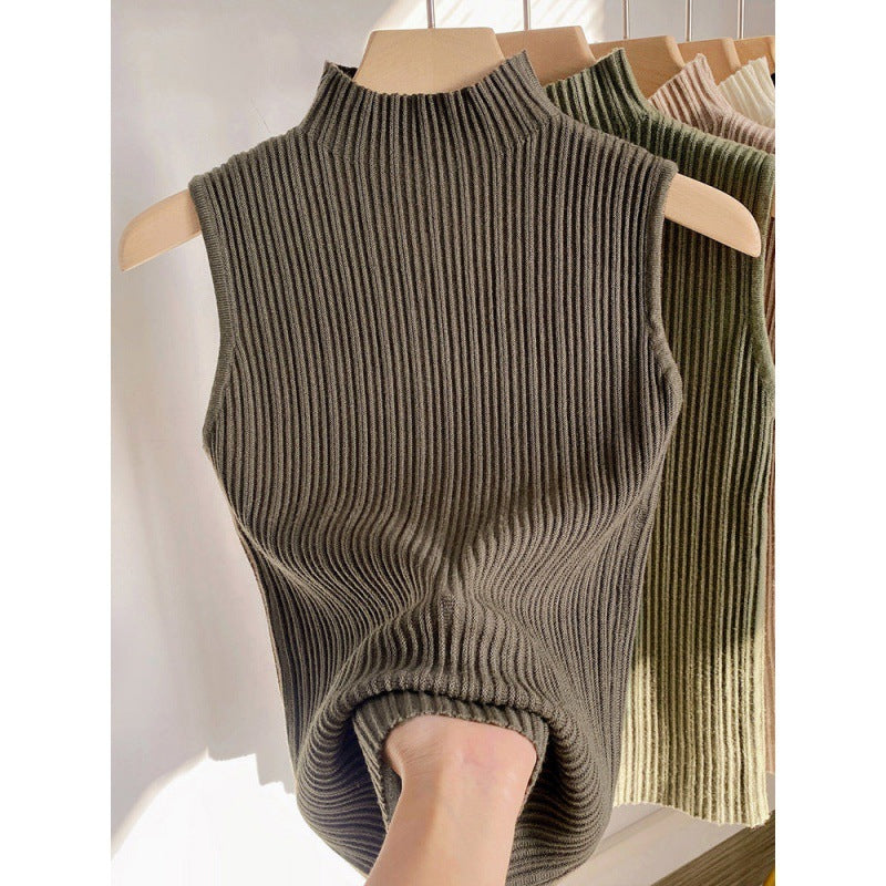 Women's Korean-style Half Turtleneck Knitted Inner Match Vest