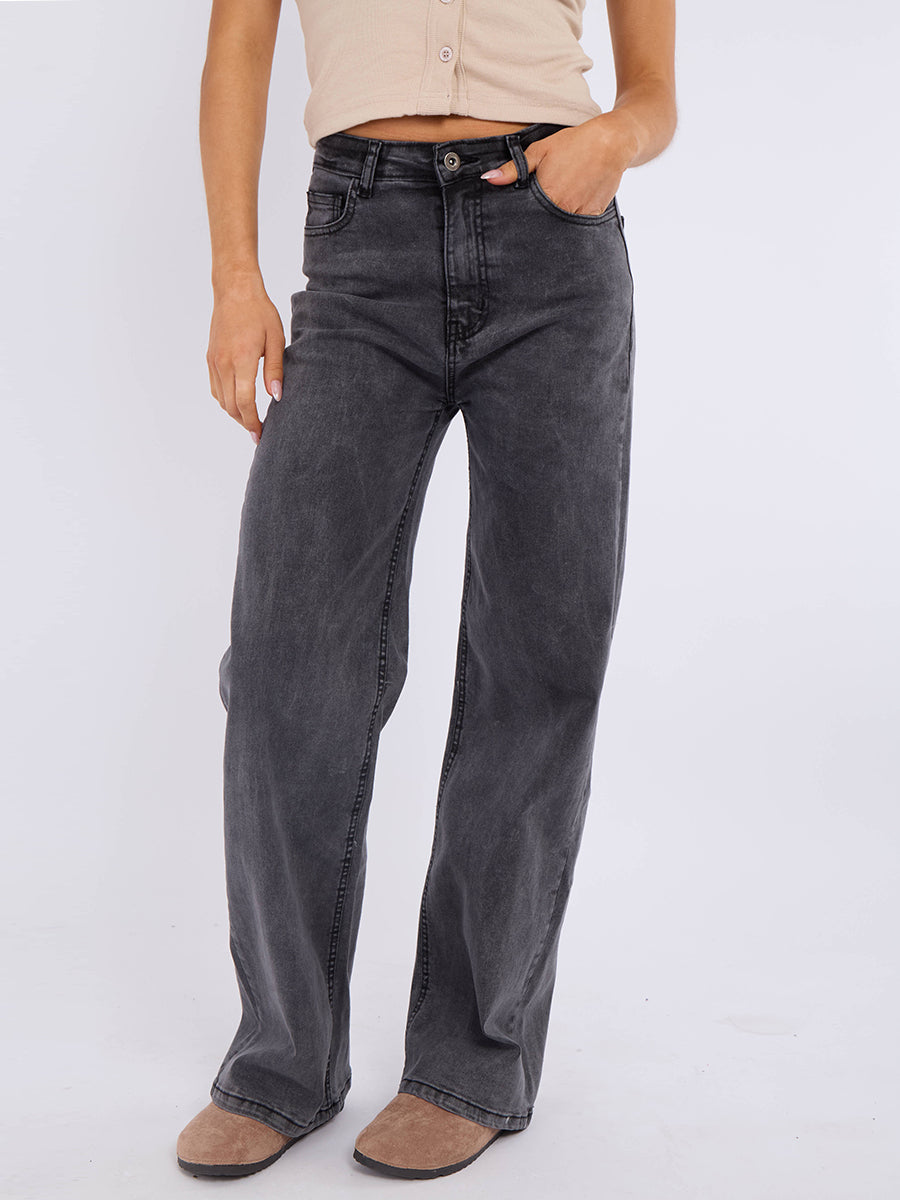Straight Leg Denim Jeans With Cross Detail