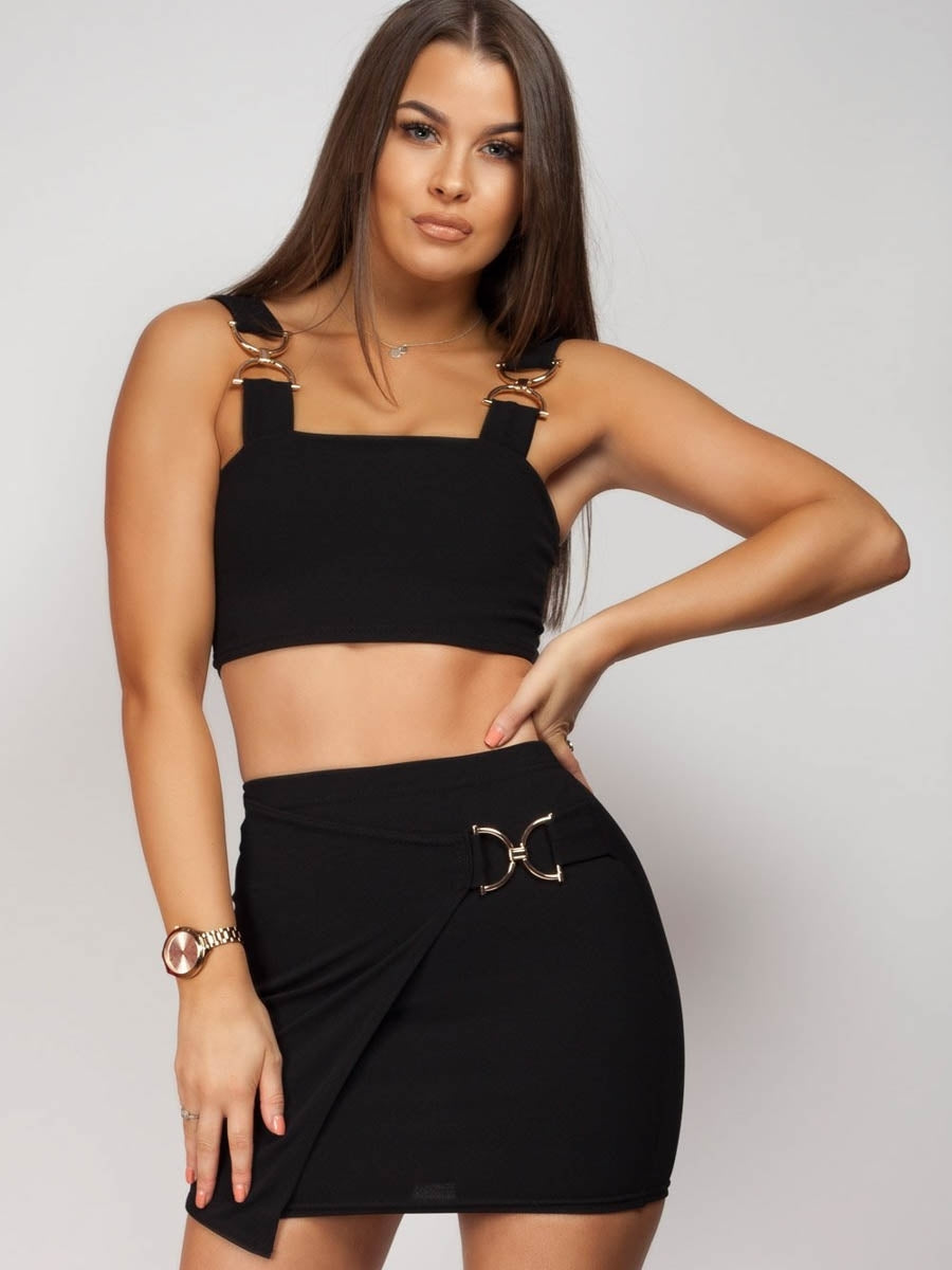 Celeb Olivia Wrap Over Buckle Skirt & Top Co-ord