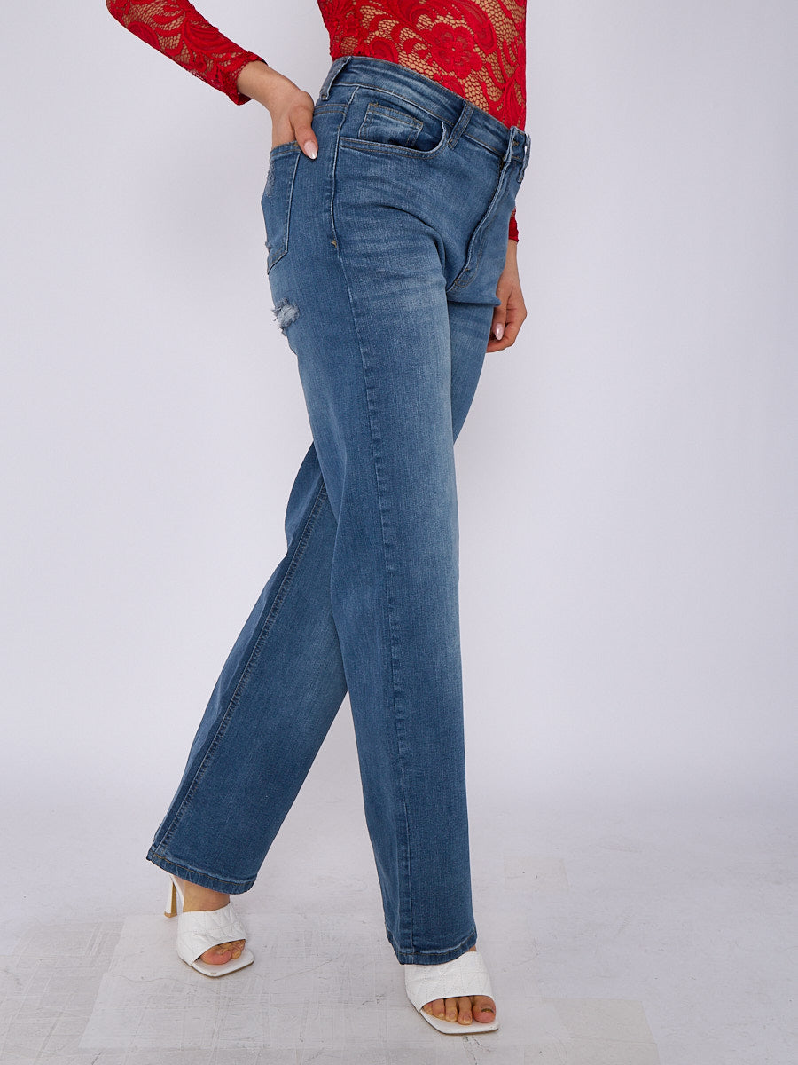 Straight Leg Denim Jeans