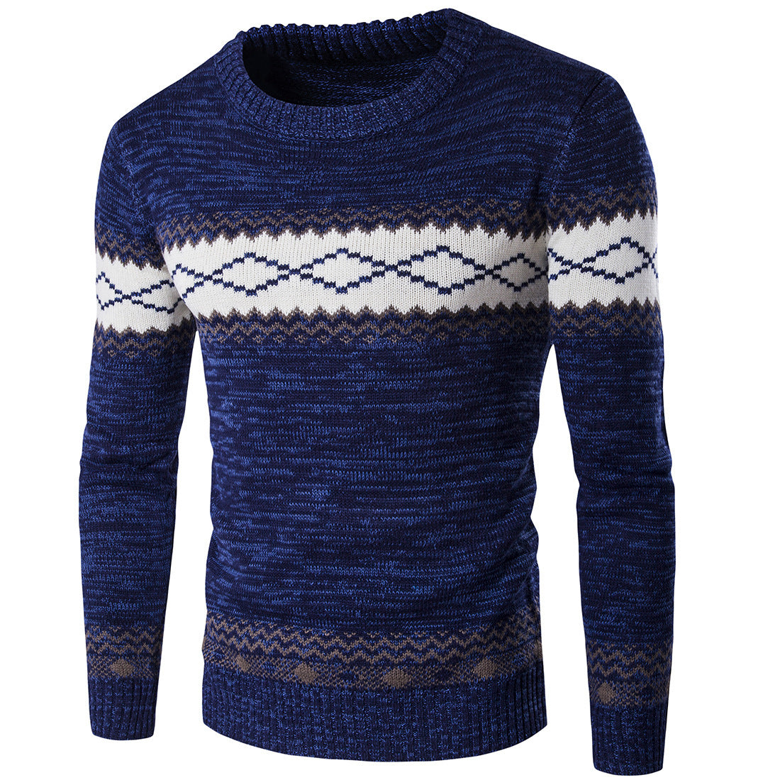 Ethnic Style Color Block Sweater – Warm Knit Pullover
