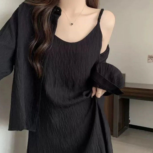 Black Camisole Summer Long Dress Fashion