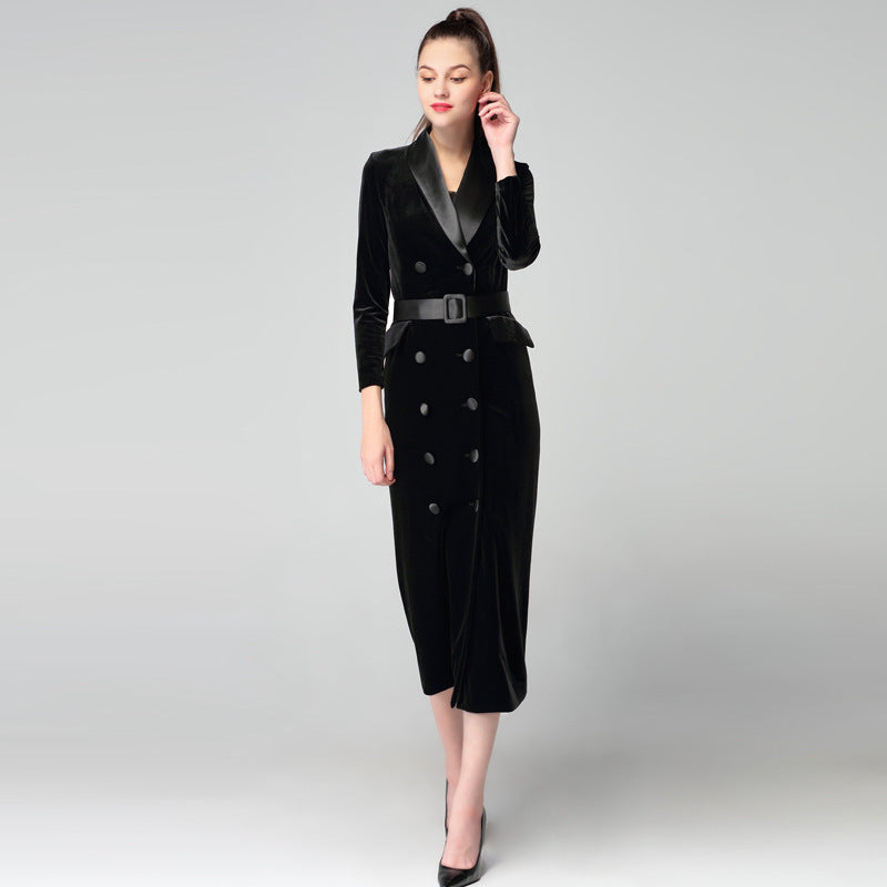 Autumn And Winter Hot Style High-end Velvet Windbreaker Women's Mid-length Style
