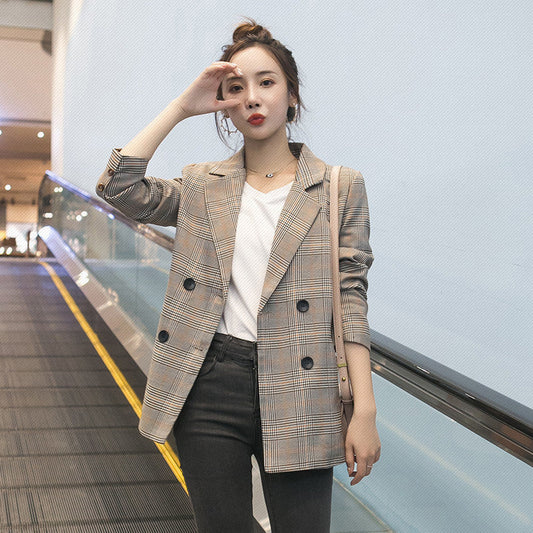 Spring New Versatile British Coat Temperament Goddess Fan Long Sleeve Suit Top Dress
