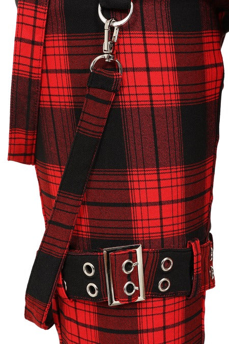 Banned Alternative Nocturne Buckle Trousers Red Tartan