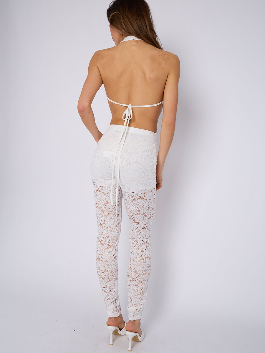 Lace Detail Tie-up Bralet & Trouser Co-ord