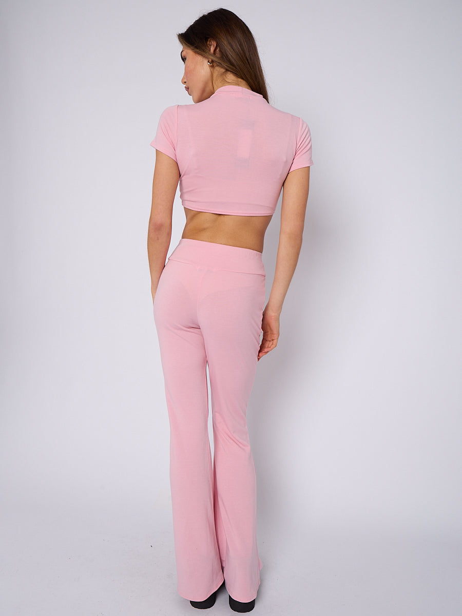 Crucifix Graphic Crop Top & Flare Trouser Co-ord