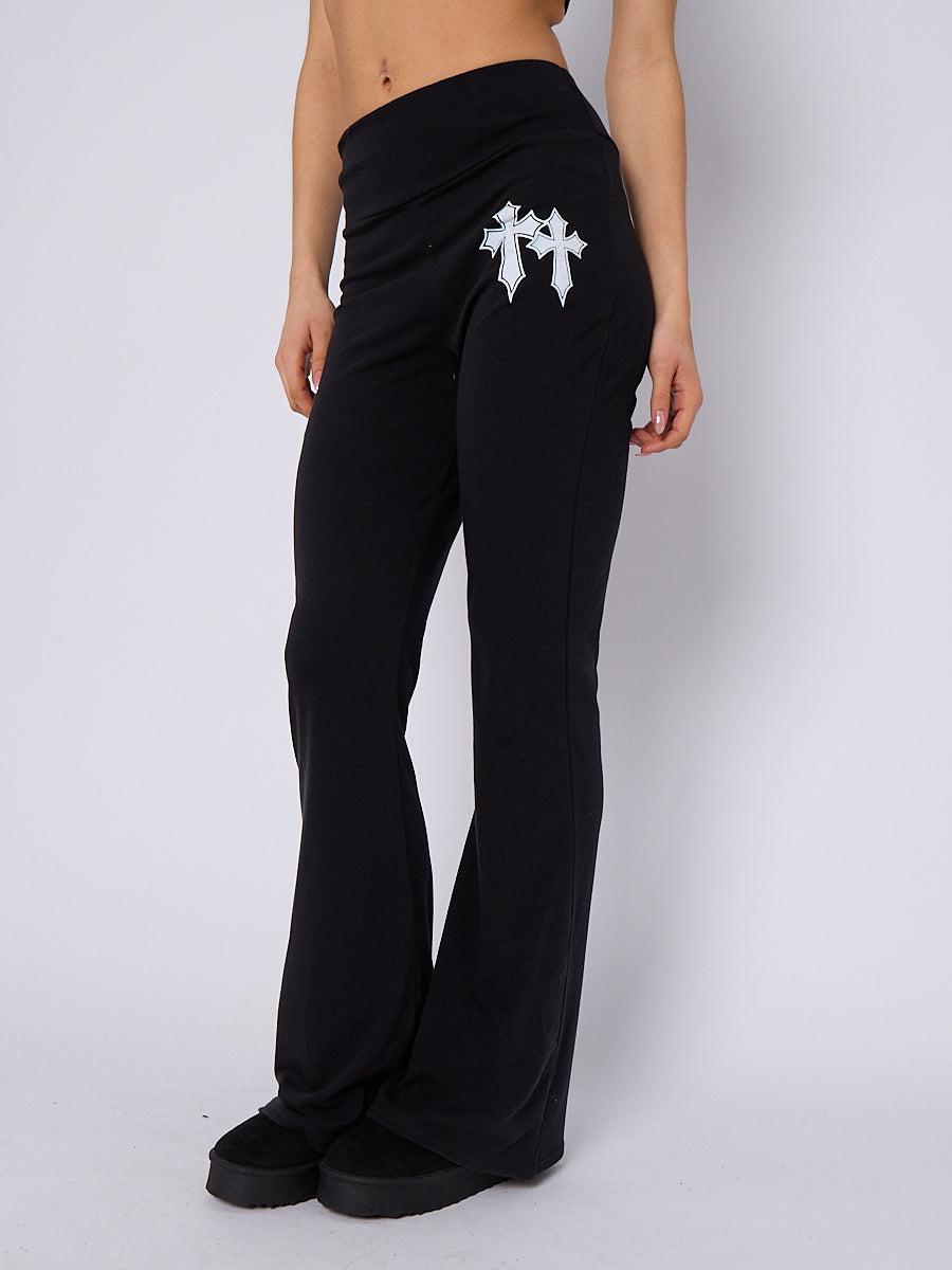 Crucifix Graphic Crop Top & Flare Trouser Co-ord