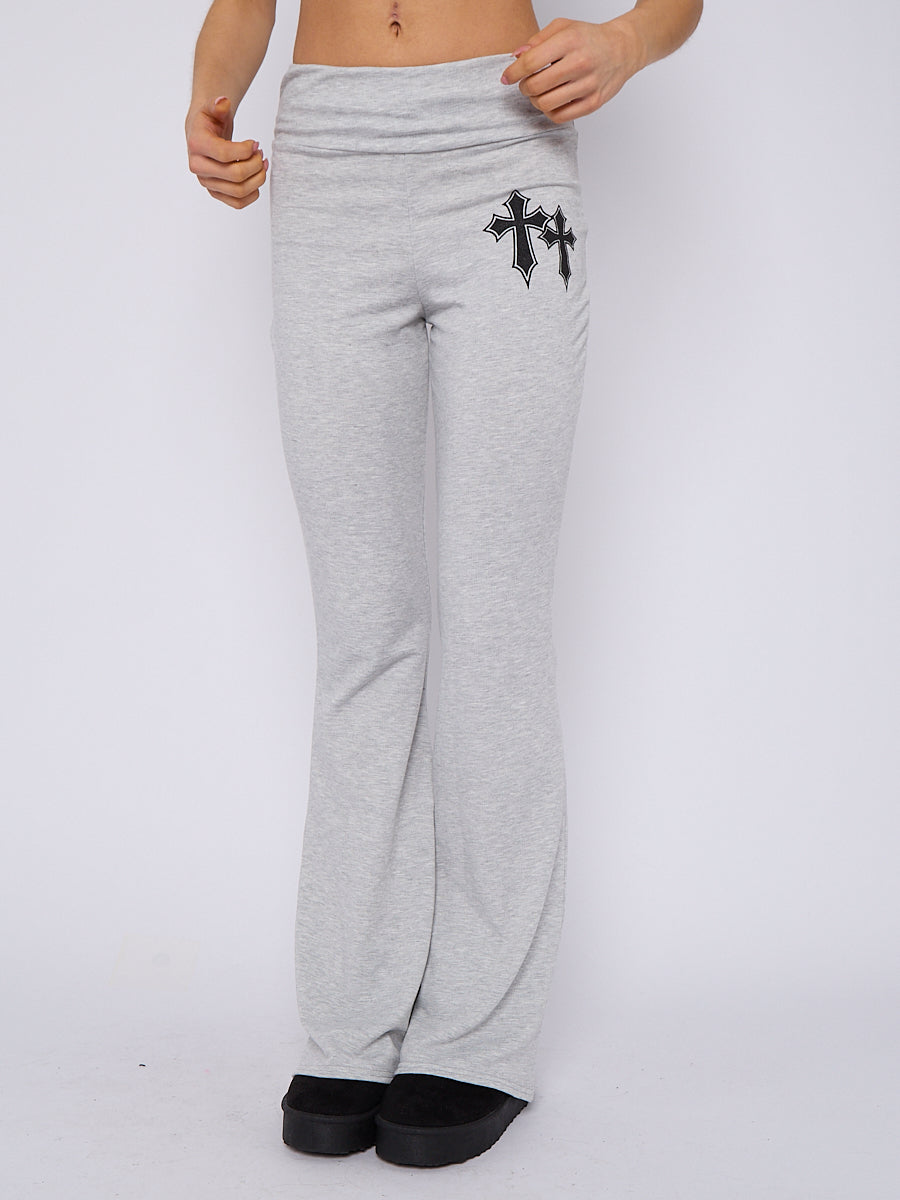 Crucifix Graphic Crop Top & Flare Trouser Co-ord