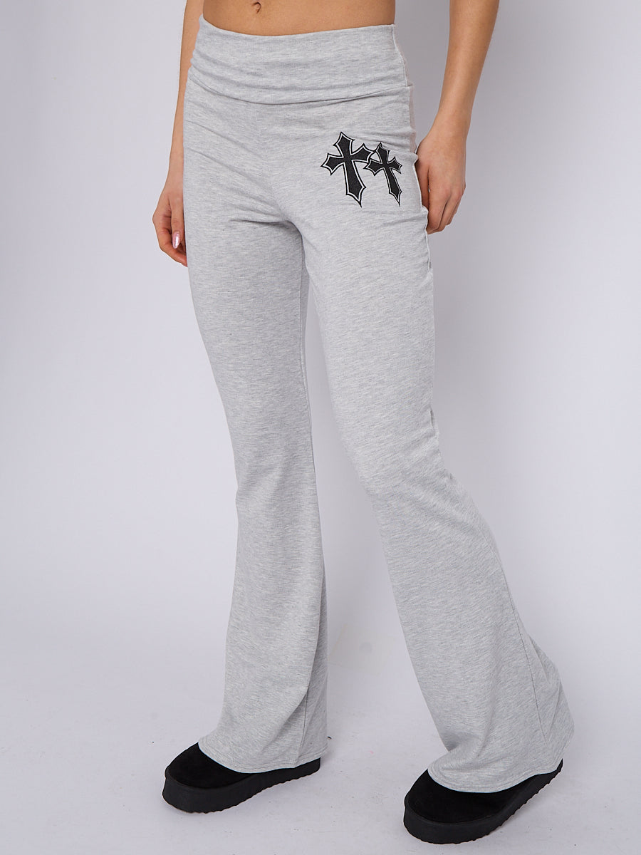 Crucifix Graphic Crop Top & Flare Trouser Co-ord