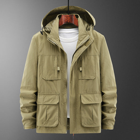 Men’s Fashion Casual Loose Outdoor Shell Jacket – Lightweight Windbreaker Coat
