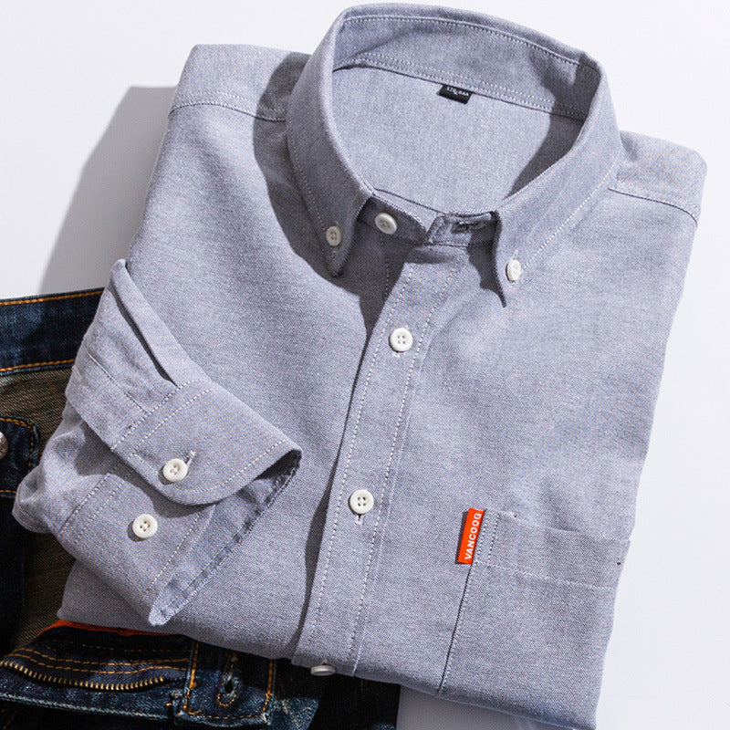 Men's Premium Oxford Cotton Shirt - Long Sleeve Button Down Dress Shirt