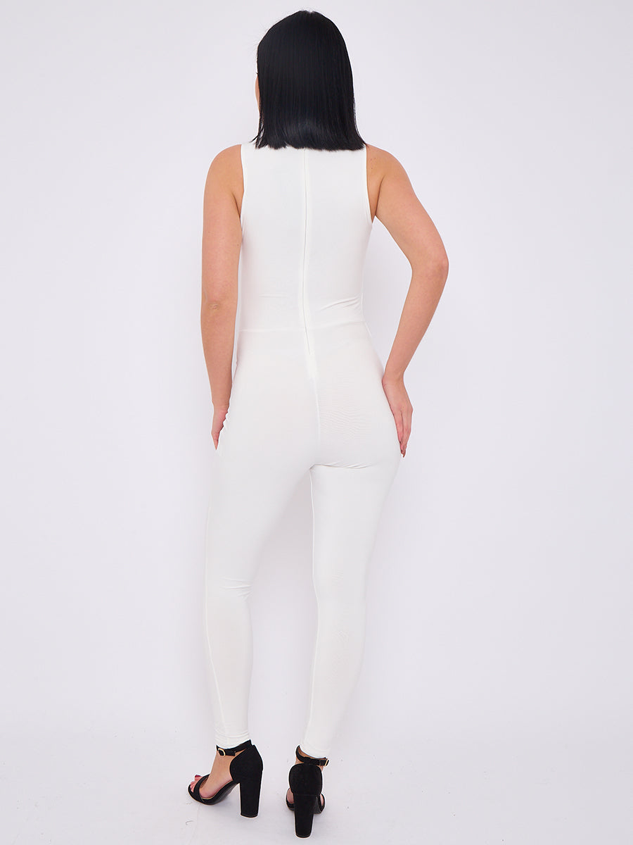 Tie Knot Detail Cut Out Slinky Jumpsuit