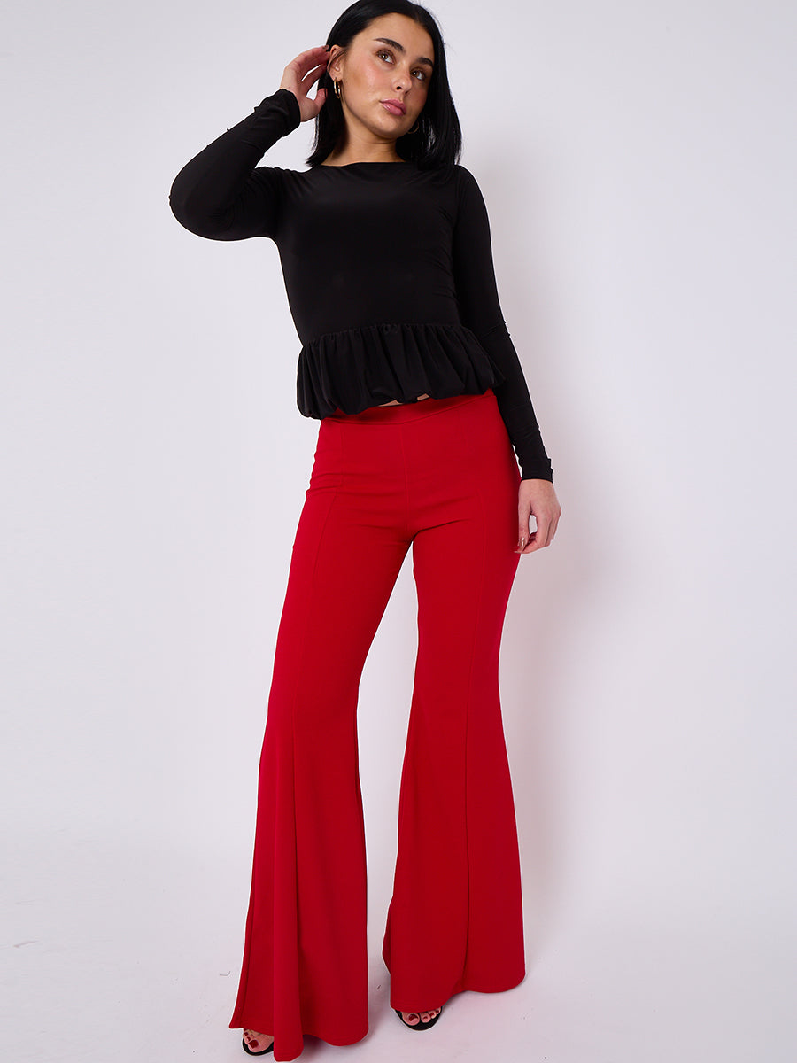 High Waist Flared Trousers