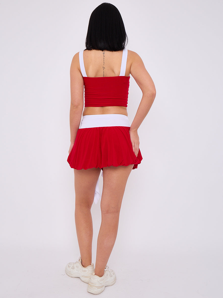 Contrast Trim Slinky Crop Top & Skirt Co-ord