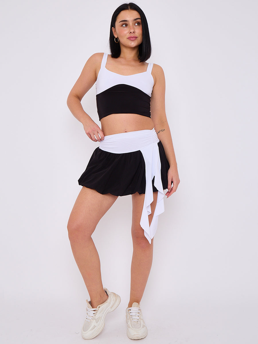 Contrast Trim Slinky Crop Top & Skirt Co-ord