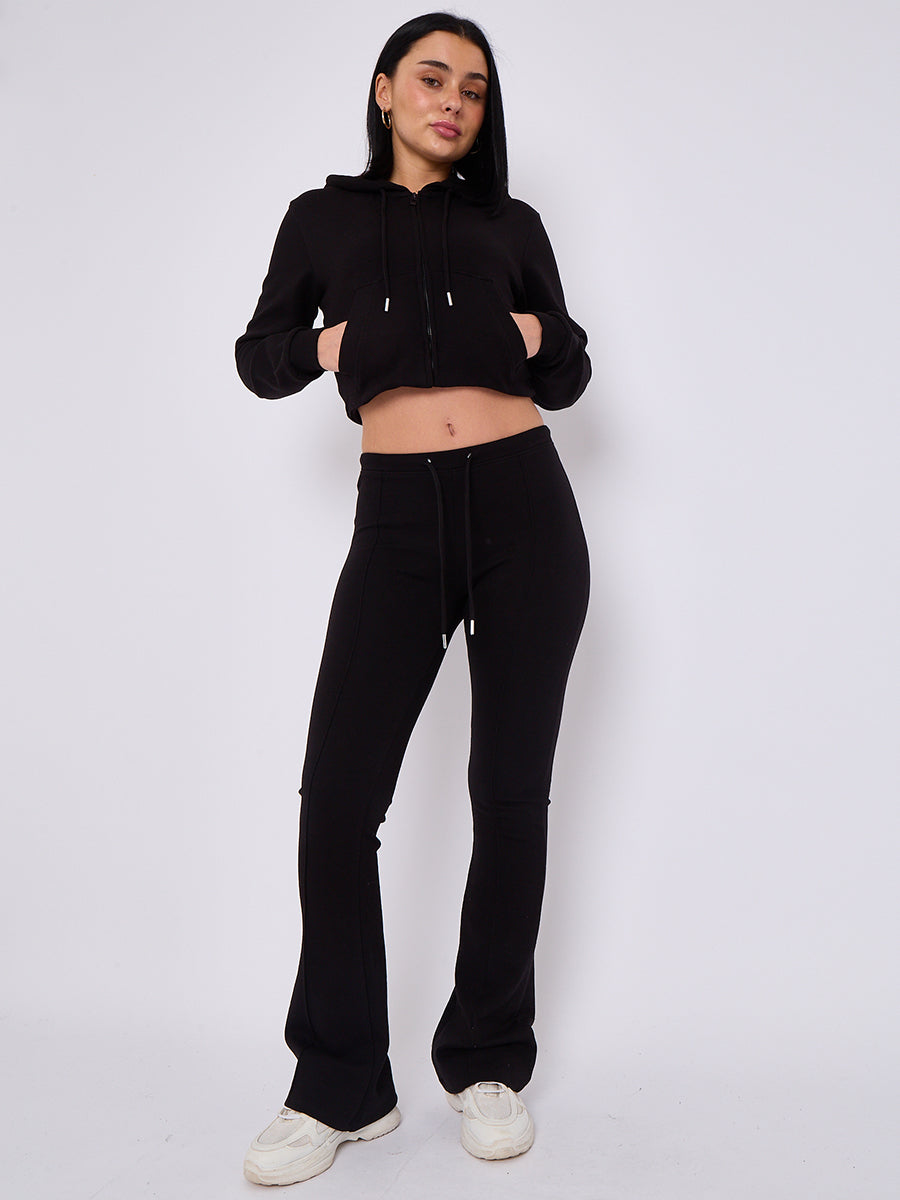 Interlock Cropped Zip Hoodie and Flared Trouser Set