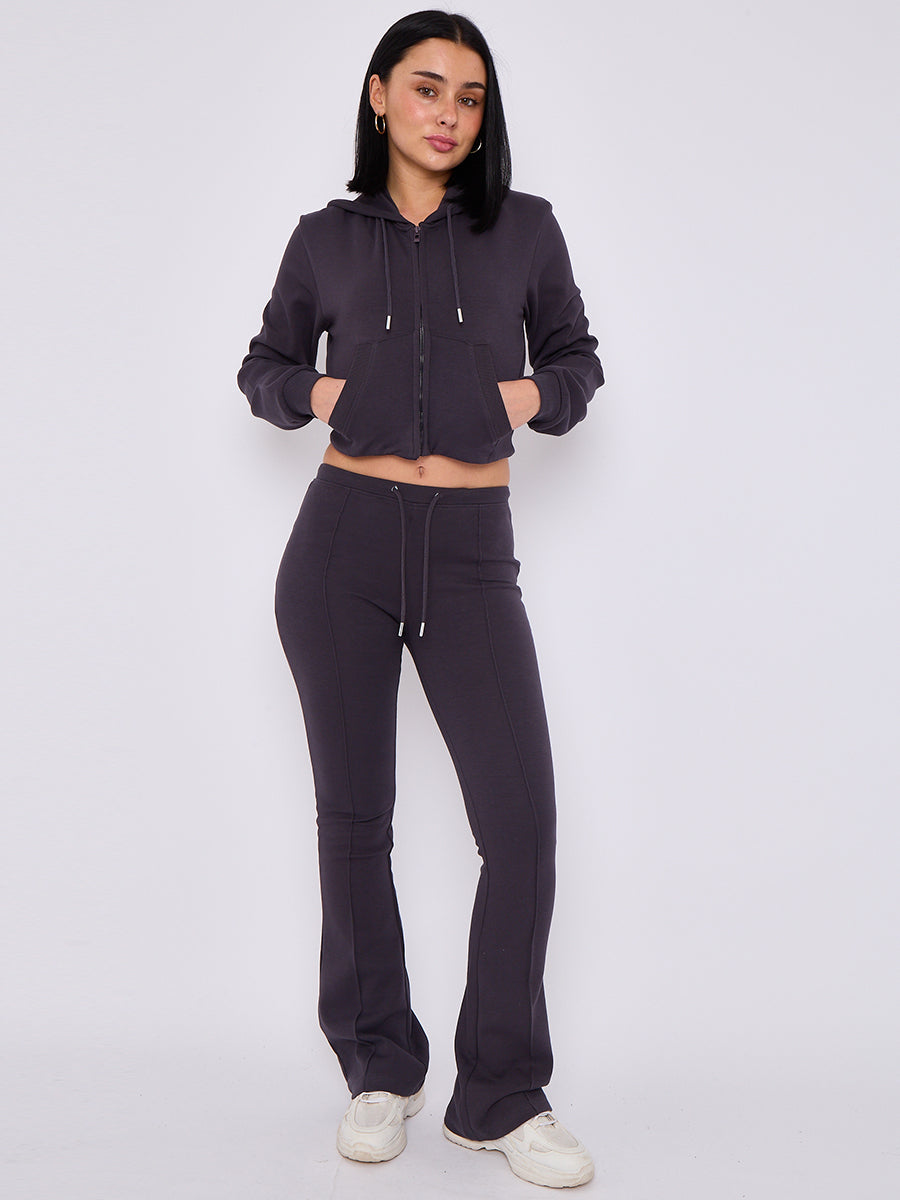 Interlock Cropped Zip Hoodie and Flared Trouser Set