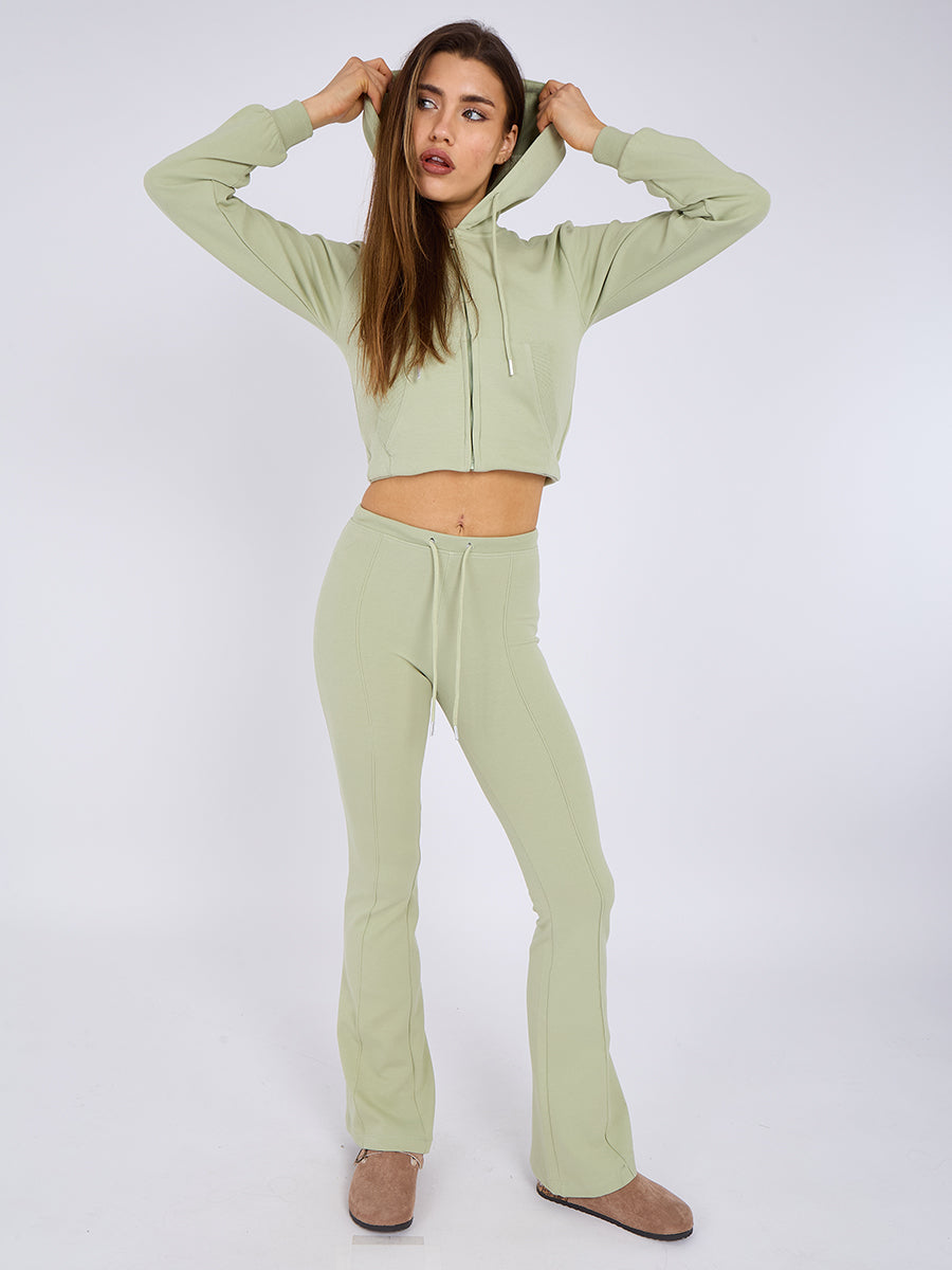 Interlock Cropped Zip Hoodie and Flared Trouser Set