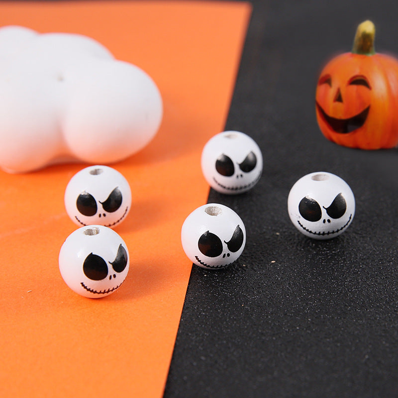 Halloween 16mm Straight Hole Pumpkin Ghost Bulk Wooden Bead