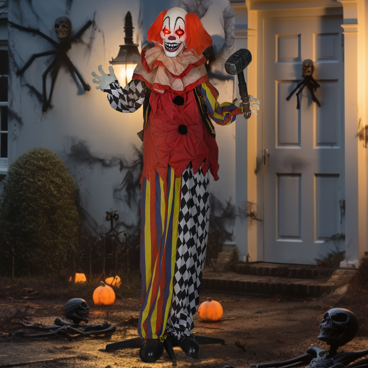 Elvoro 173cm Animated Halloween Clown Decoration with Sound & Lights