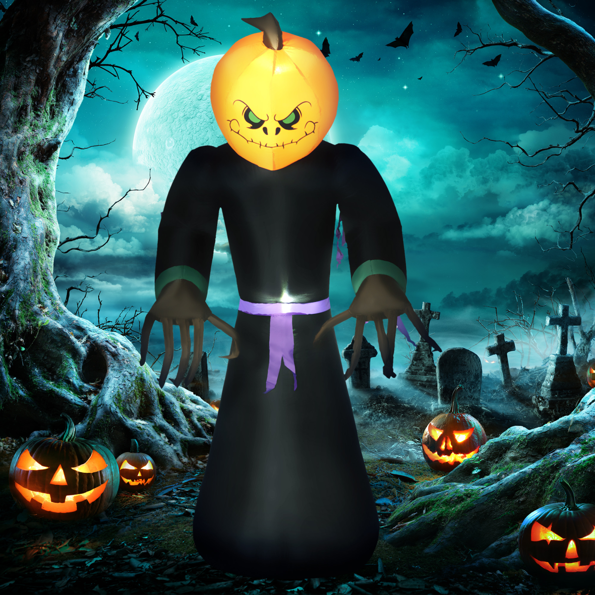 2.1m Inflatable Pumpkin Reaper Halloween Decoration