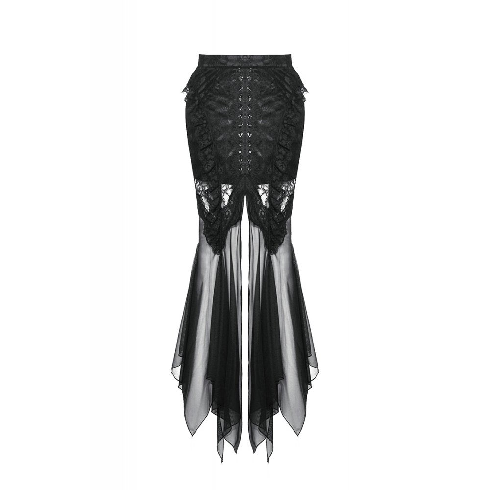 Dark in Love Nevaeh Gothic Lace and Mesh Mermaid Skirt