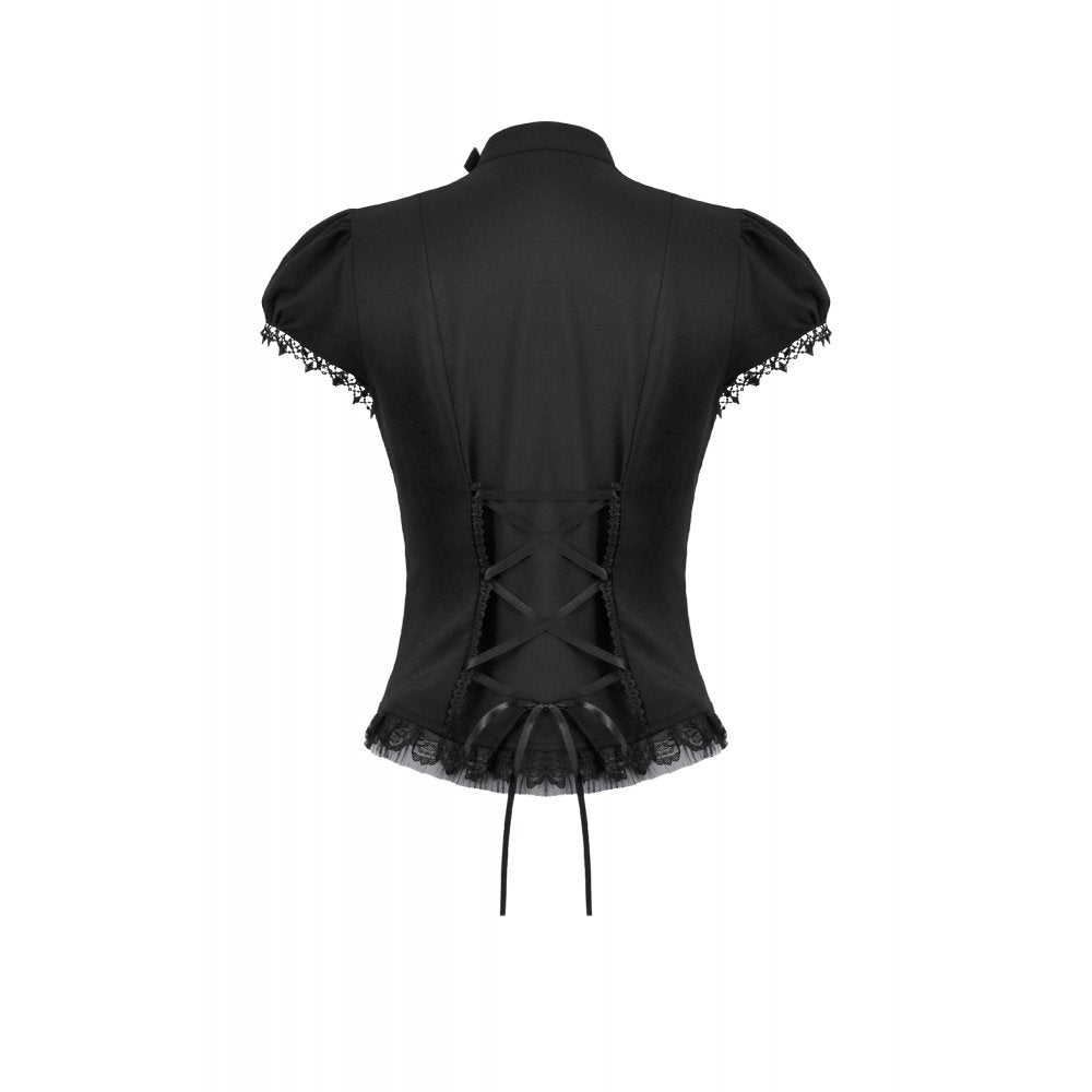 Dark in Love Courtly Cross Gem Gothic Blouse