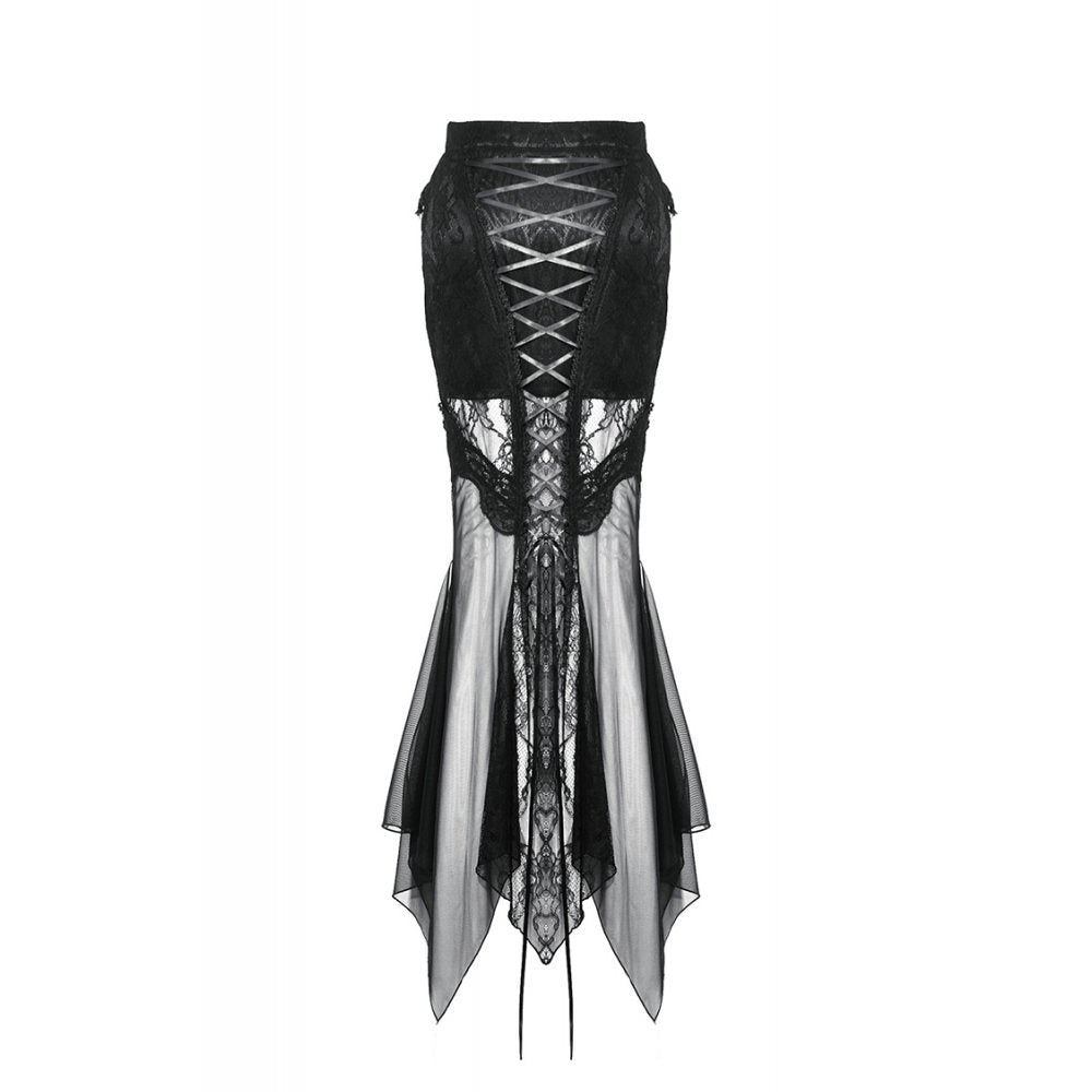 Dark in Love Nevaeh Gothic Lace and Mesh Mermaid Skirt