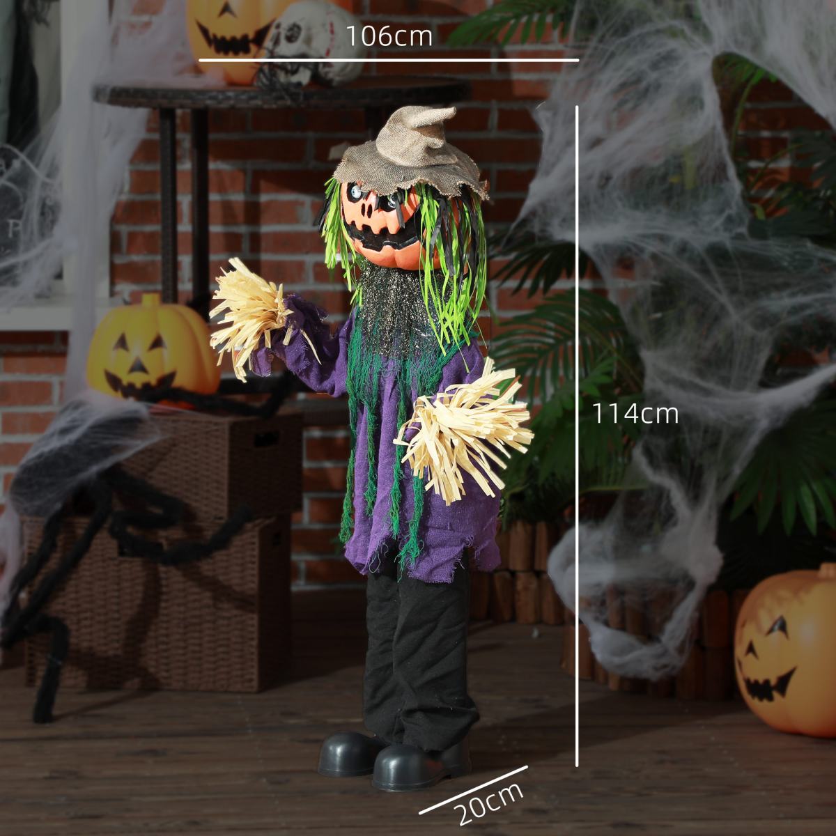 Purple Pumpkin Scarecrow Halloween Animatronic