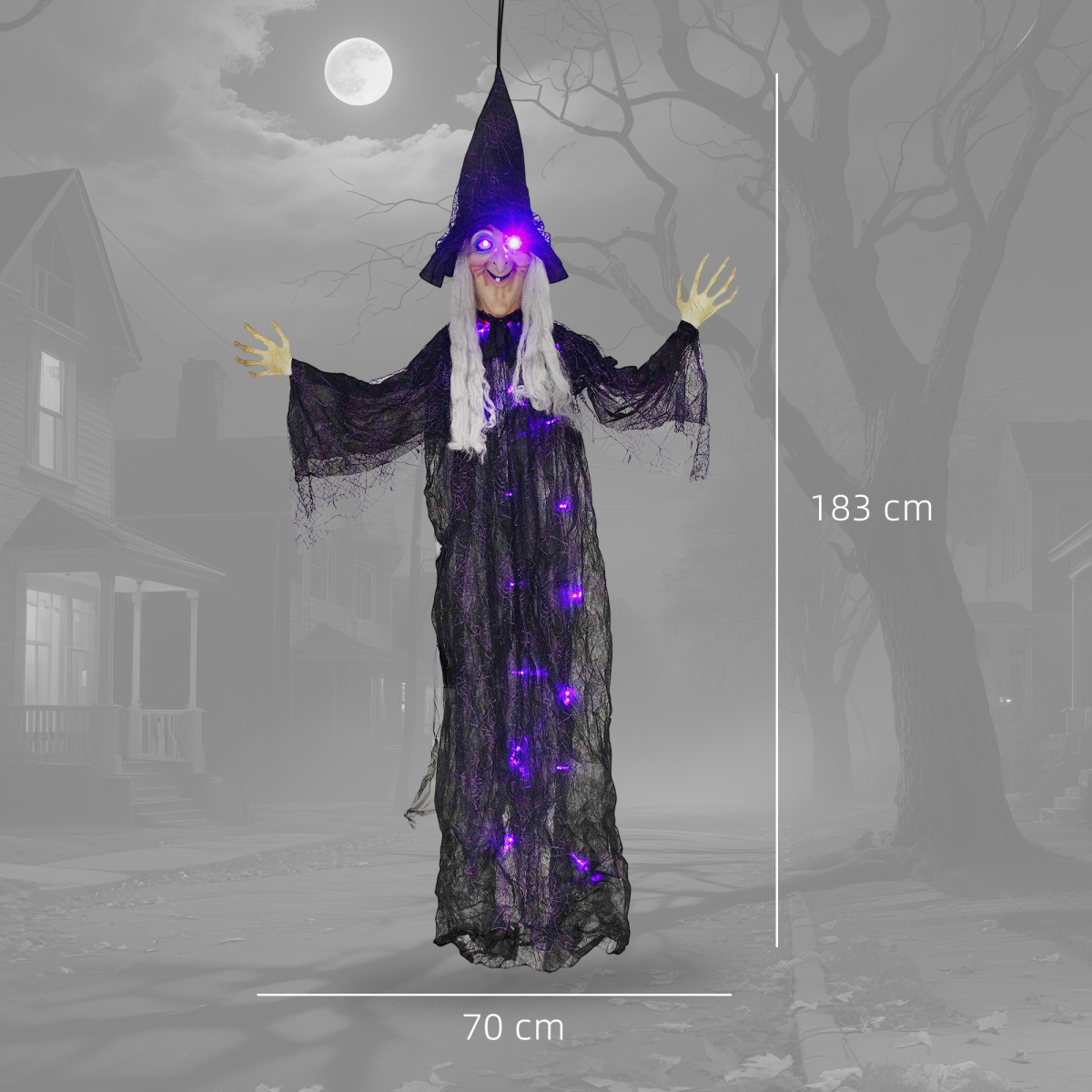 Outsunny Voice Activated Halloween Animatronics Witch, Battery Operated