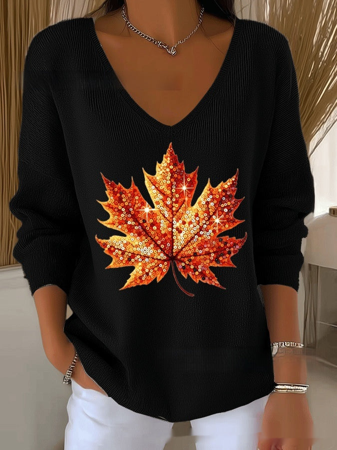 Women's Halloween Women's Printed Wear V-neck Imitation Sweater
