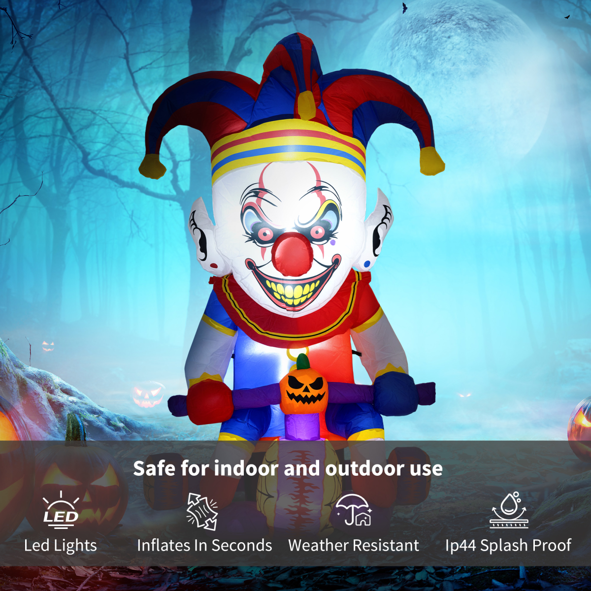 Outsunny 4ft Blow Up Outdoor Halloween Decoration, Clown on Bicycle