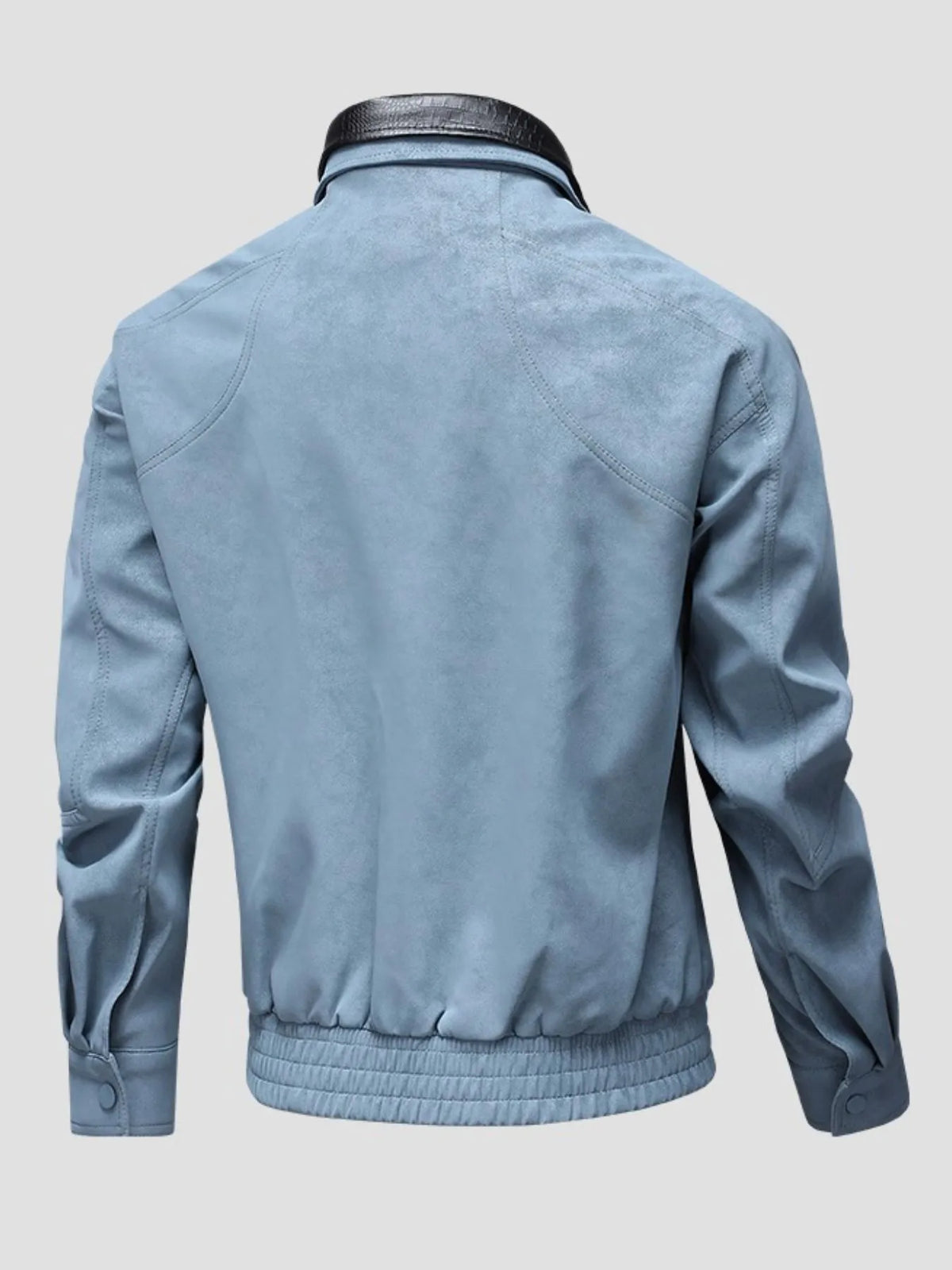 Men's Plus Size Leather Bomber Jacket with Full Zip Front