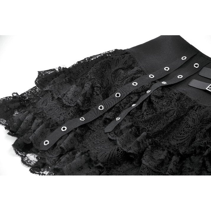 Dark in Love Punk Eyelet Lace Layered Mini Skirt