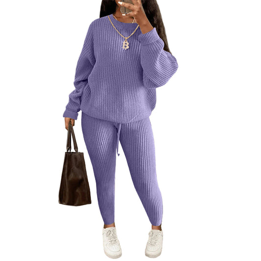 Women's Fashionable Knitted Wool Trousers Suit